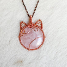 Load image into Gallery viewer, Rose Quartz Cat Pendant
