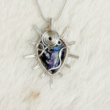 Load image into Gallery viewer, Feather Lepidolite Sun Pendant
