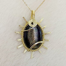 Load image into Gallery viewer, Gold Sheen Obsidian Sun Pendant
