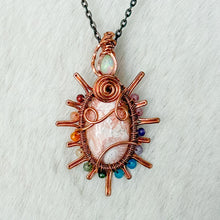 Load image into Gallery viewer, Opal x Scolecite x Rainbow Tourmaline beaded Sun Pendant
