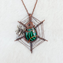 Load image into Gallery viewer, Malachite Spiderweb Pendant
