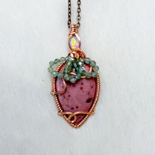 Load image into Gallery viewer, Opal x thulite x watermelon tourmaline Strawberry Pendant
