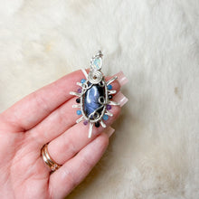 Load image into Gallery viewer, Opal x Labradorite x Tourmaline Beaded Sun Pendant
