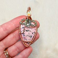 Load image into Gallery viewer, Opal x rhodonite x watermelon tourmaline Strawberry Pendant
