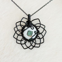 Load image into Gallery viewer, Moss Agate Solar Quartz Sunflower Pendant
