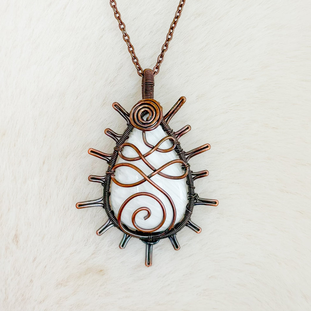 Scolecite Unalome Sun Pendant