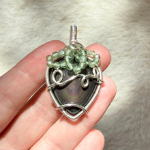 Load image into Gallery viewer, Rainbow Obsidian x Watermelon Tourmaline BlackBerry Pendant

