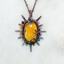 Load image into Gallery viewer, Yellow Aquamarine x Rainbow Tourmaline Sun Pendant

