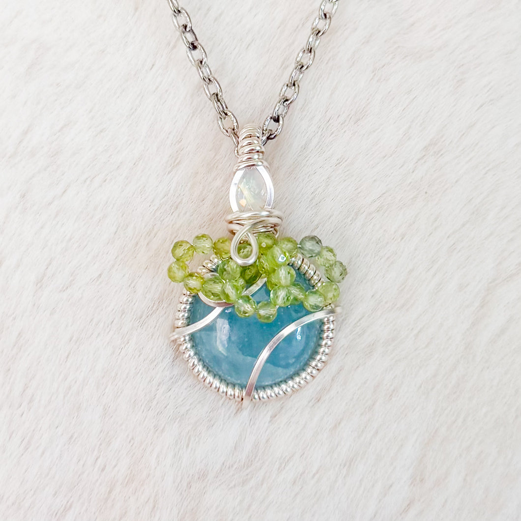 Blueberry Pendant- Ethiopian Opal, aquamarine & peridot