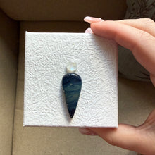 Load image into Gallery viewer, Custom Rainbow Moonstone &amp; Sieber Agate Dragonfly Fairy Pendant
