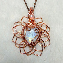 Load image into Gallery viewer, Opal x Rainbow Moonstone Sunflower Pendant
