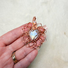 Load image into Gallery viewer, Opal x Rainbow Moonstone Sunflower Pendant

