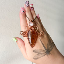 Load image into Gallery viewer, Rainbow Moonstone x Garden Quartz Dragonfly Fairy Pendant
