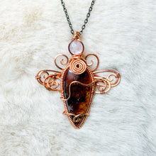 Load image into Gallery viewer, Rainbow Moonstone x Garden Quartz Dragonfly Fairy Pendant
