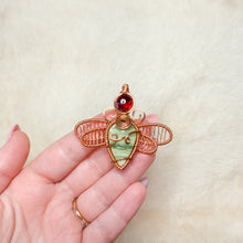 Load image into Gallery viewer, Garnet x Serpentine Dragonfly Fairy Pendant
