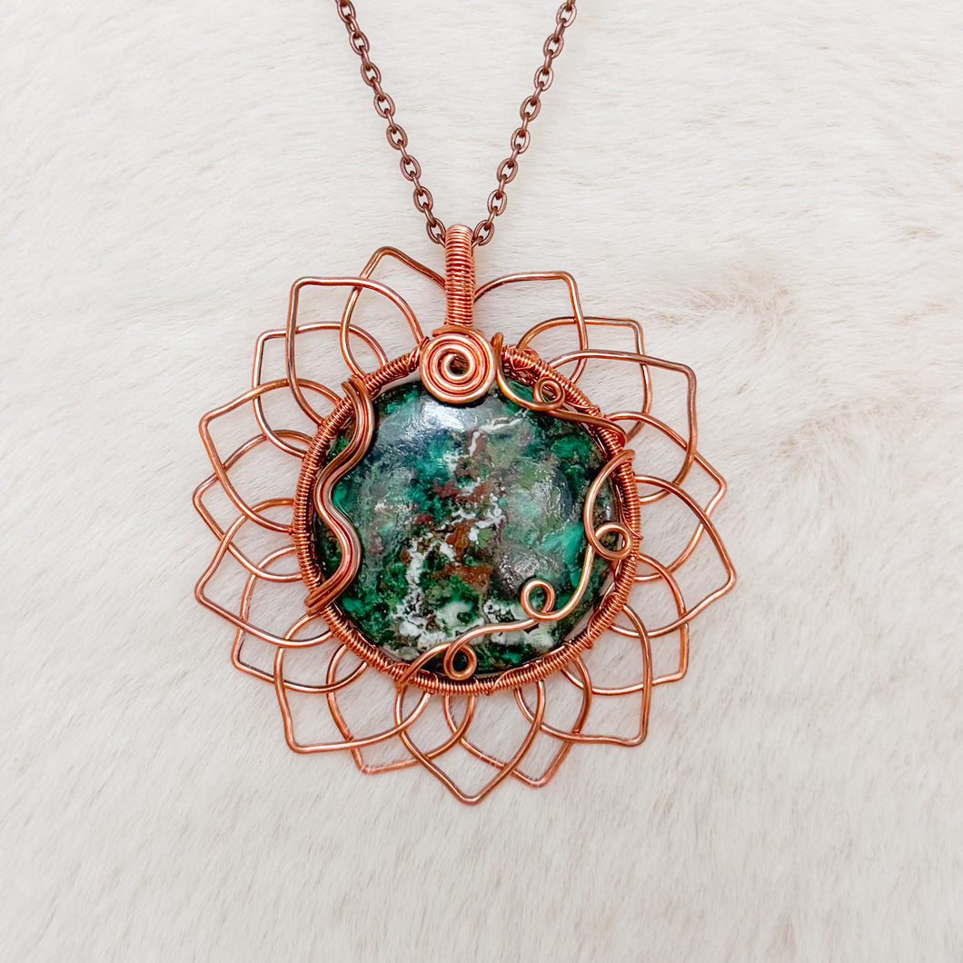 Chrysocolla Sunflower Pendant