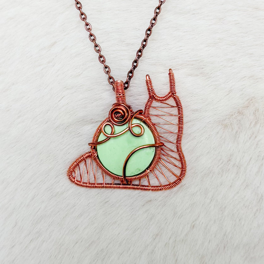 Lemon Chrysoprase Snail Pendant