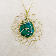 Load image into Gallery viewer, Chrysocolla Wave Sunflower Pendant
