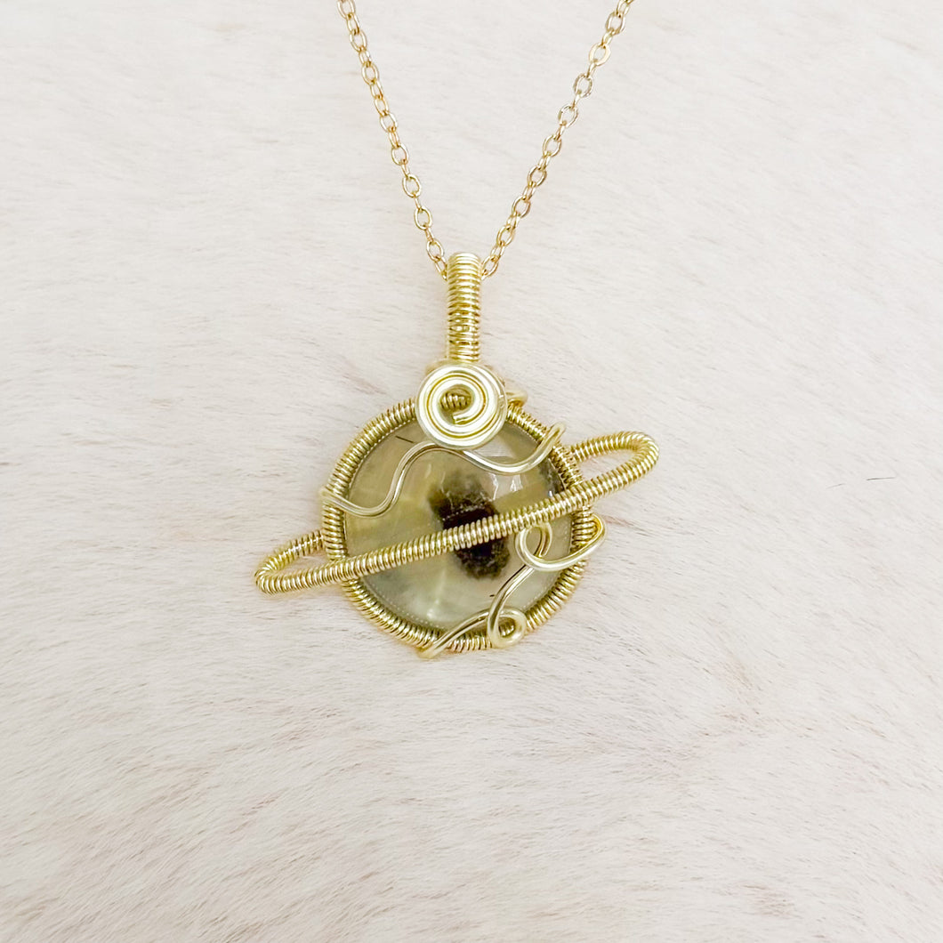 Prehnite Saturn Pendant