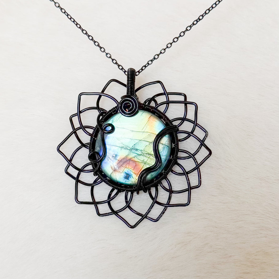 Labradorite Sunflower Pendant