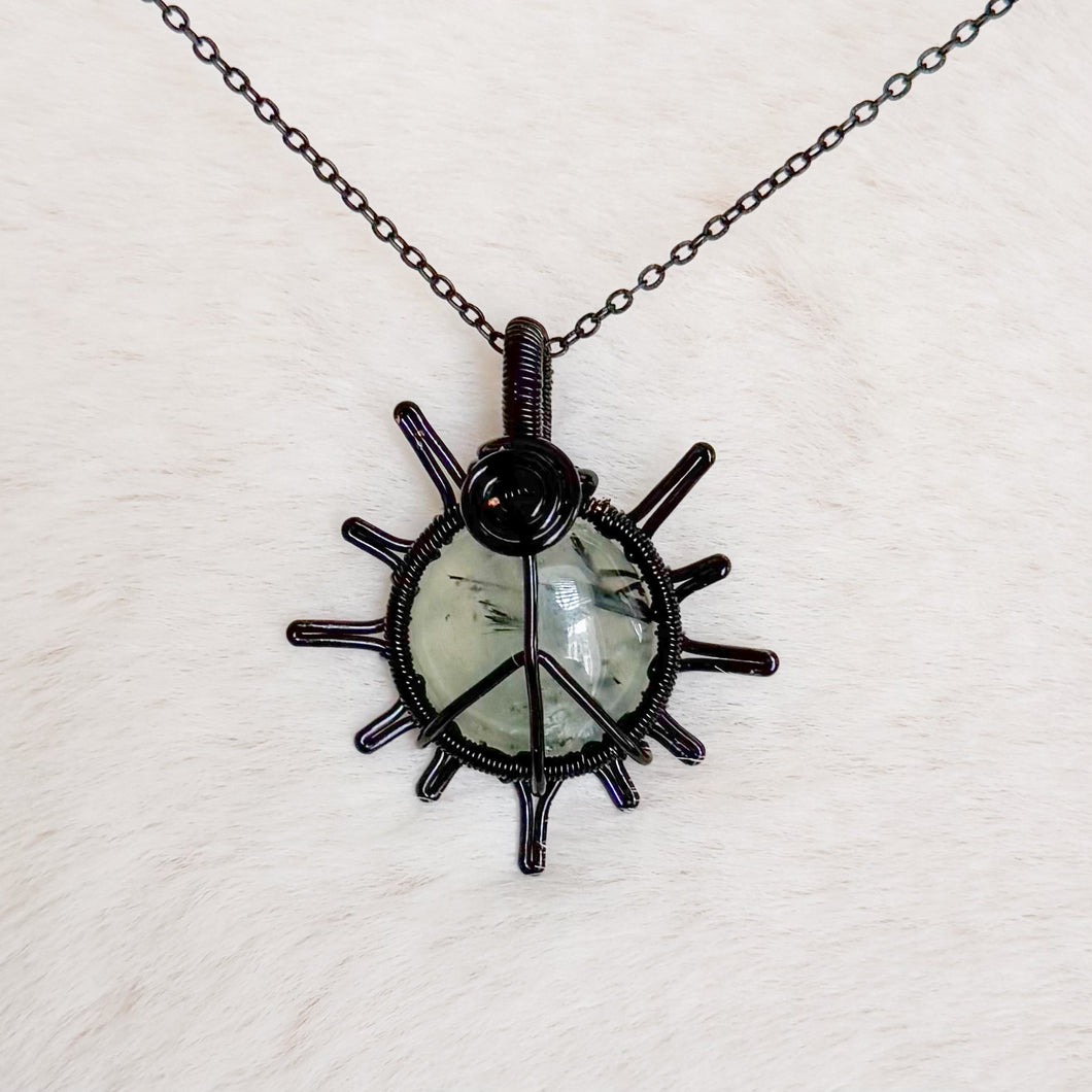 Prehnite Peace Sun Pendant