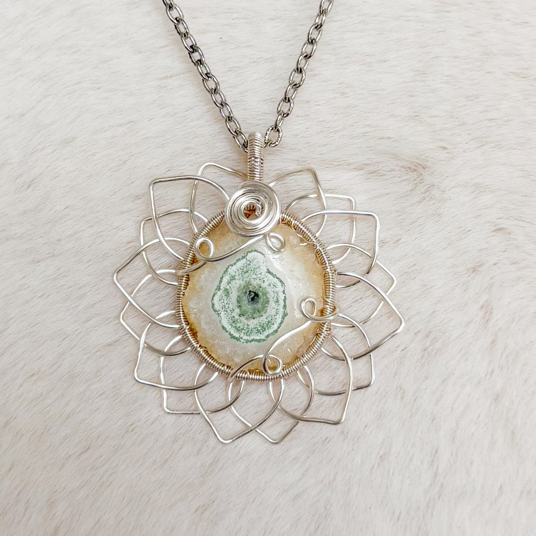 Solar Quartz Sunflower Pendant